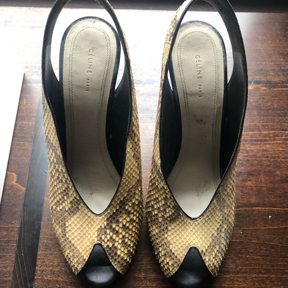 Celine Peep-Toe Wedge Heel In Python - image 1